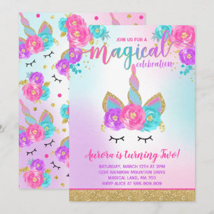Invitation Partie magique de licorne d'invitation