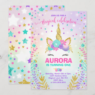 Invitation Partie magique de licorne d'invitation