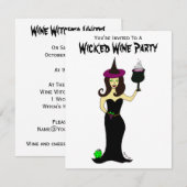 Invitation Partie mauvaise de vin de sorcière de vin (Devant / Derrière)