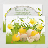 Invitation Partie mignonne de Pâques de poussins, d'oeufs et (Devant / Derrière)