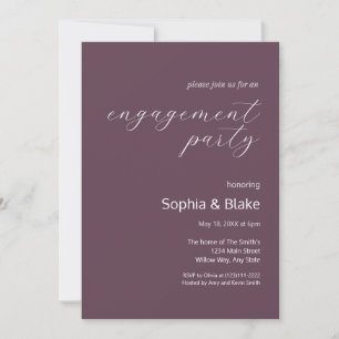Invitation Partie minimaliste d'engagement d'aubergines moder