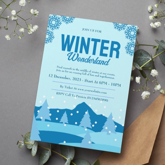 Invitation Partie Minimaliste Winter Wonderland