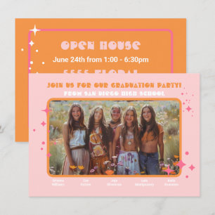 Invitation Partie mixte Hippie Photo Graduation Party 5 perso