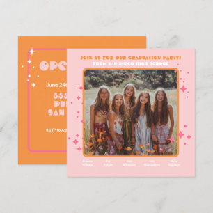 Invitation Partie mixte Hippie Photo Graduation Party 5 perso