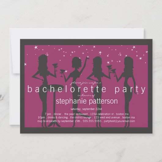 Invitation Partie moderne de Bachelorette de cocktail de (Devant)