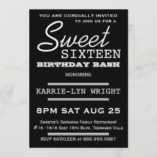 Invitation Partie moderne du bonbon 16 à style d'affiche de