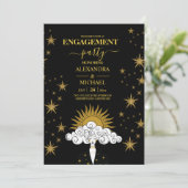 Invitation Partie Mystique de l'engagement céleste en or noir (Debout devant)