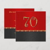 Invitation Partie noire élégante d'or de rouge (Devant / Derrière)