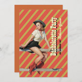 Invitation partie occidentale de bachelorette de rétro (Devant / Derrière)