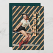 Invitation partie occidentale de bachelorette de rétro (Devant / Derrière)