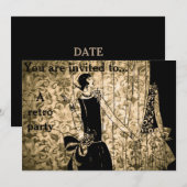 Invitation Partie orientée de damassé des rétros années 1930 (Devant / Derrière)