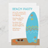 Invitation Partie orientée d'été bleu de planche de surf (Devant / Derrière)