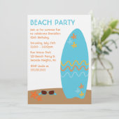 Invitation Partie orientée d'été bleu de planche de surf (Debout devant)