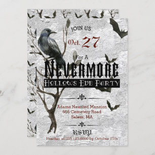 Invitation Partie plus jamais Halloween d'aquarelle de Raven