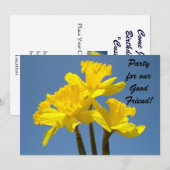 Invitation Partie pour le bon ami ! Fleur de jonquille (Devant / Derrière)