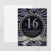 Invitation Partie pourpre sauvage du bonbon 16 à zèbre de (Devant / Derrière)