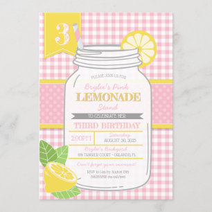Invitation Partie rose d'anniversaire de enfant de stand de