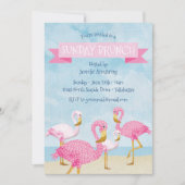 Invitation Partie rose de brunch dominical de Flamant rose (Devant)