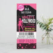 Invitation Partie rose et noire de billet de VIP Hollywood (Debout devant)
