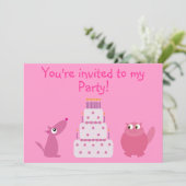 Invitation Partie rose faite sur commande mignonne de chien, (Debout devant)