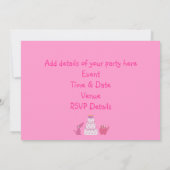 Invitation Partie rose faite sur commande mignonne de chien, (Dos)
