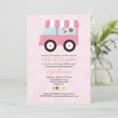 Invitation Partie rose mignonne de crème glacée (Debout devant)