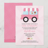 Invitation Partie rose mignonne de crème glacée (Devant / Derrière)