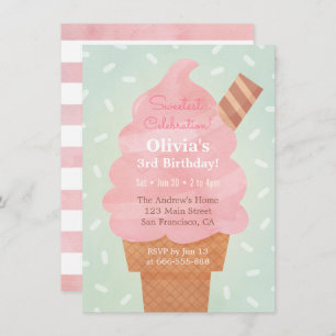 Invitation Partie rose pour aquarelle d'anniversaire de