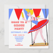 Invitation Partie rouge de rayure de tente de cirque (Devant)