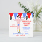 Invitation Partie rouge de rayure de tente de cirque d'homme (Debout devant)