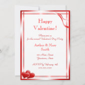 Invitation Partie rouge élégante de Saint-Valentin de coeurs (Dos)