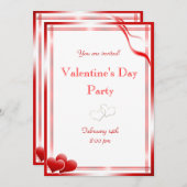 Invitation Partie rouge élégante de Saint-Valentin de coeurs (Devant / Derrière)