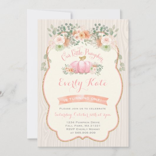 Invitation Partie rustique de citrouille d'invitation (Devant)