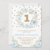 Invitation Partie sauvage anniversaire floral bleu (Devant)