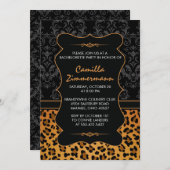 Invitation Partie sauvage de Bachelorette de léopard et de (Devant / Derrière)