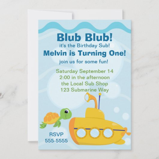 Invitation Partie sous-marine (Devant)