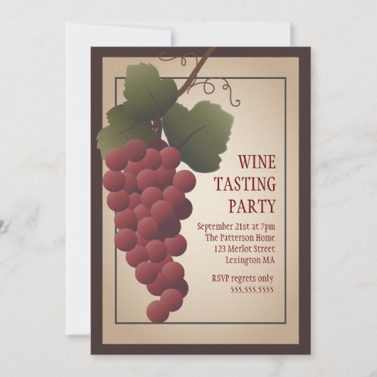 Invitation Partie toscane d'échantillon de vin de vigne de (Devant)