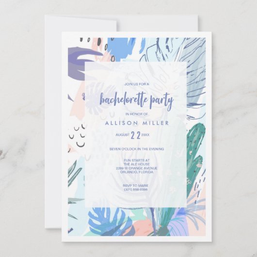 Invitation Partie tropicale de Bachelorette de plage d'été (Devant)