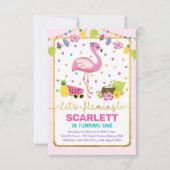 Invitation Partie tropicale de Flamant rose de filles (Devant)