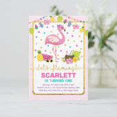 Invitation Partie tropicale de Flamant rose de filles (Debout devant)