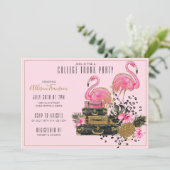 Invitation Partie tropicale de tronc d'université de Flamant (Debout devant)