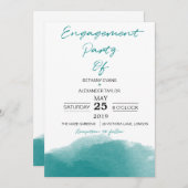 Invitation Partie Turquoise d'engagement de l'Écriture en aqu (Devant / Derrière)