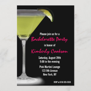 Invitation Partie verte de Martini Bachelorette de roses