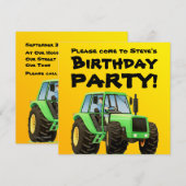 Invitation Partie verte du tracteur de l'enfant (Devant / Derrière)