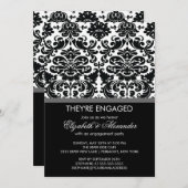 Invitation Partie Vintage de l'engagement Damas (Devant / Derrière)