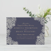 Invitation Partie vintage de l'engagement dentelle (Debout devant)