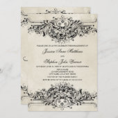 Invitation Partie vintage d'engagement (Devant / Derrière)