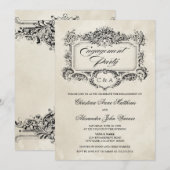 Invitation Partie vintage d'engagement (Devant / Derrière)