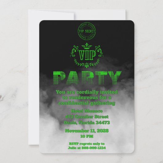 Invitation Partie VIP confidentielle très secrète (Devant)