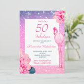 Invitation Parties scintillant 50 Fabuleux Flamant rose Rose  (Debout devant)